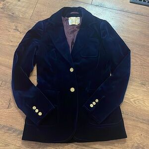 RARE BURBERRY VELVET BLAZER SMALL NAVY